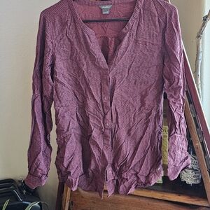 Eddie Bauer Women's Purple Checkered Button-Down Shirt